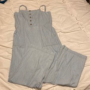 super cute white washed denim romper